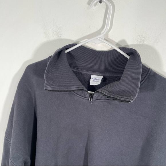 Outdoor Voices Nimbus Dark Gray 1/4 Zip Cotton Pullover Sweatshirt Large - Picture 5 of 8